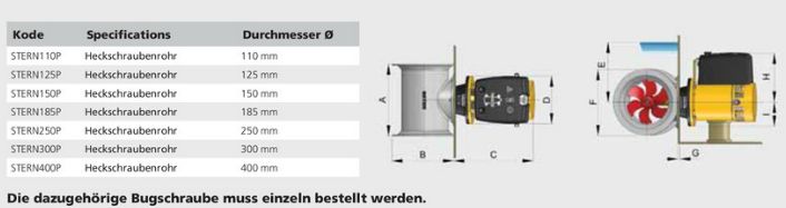 Vetus Heckschraubenrohr 110mm Stern110P