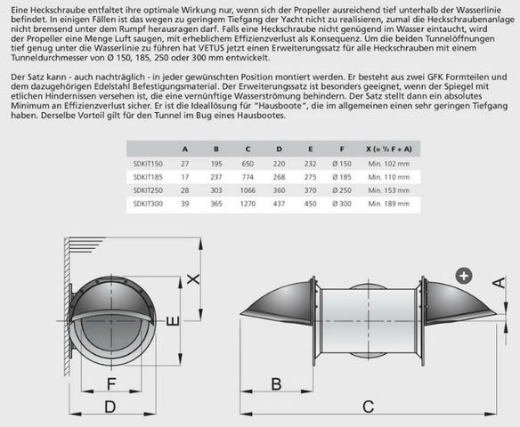 Vetus Erweiterungssatz für Heck 150mm