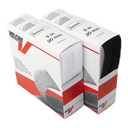 Klettband Velcro 5mx20mm weiß Haken+Flau