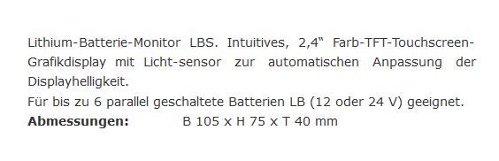 Lithium Batterie Monitor LBS 2,4" 12/24V