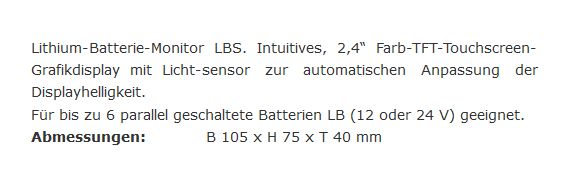 Lithium Batterie Monitor LBS 2,4" 12/24V
