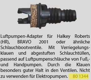 Adapter für Bravo 250+2001+HR-Ventile