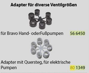 Adapter für diverse Ventile f E-Pumpen
