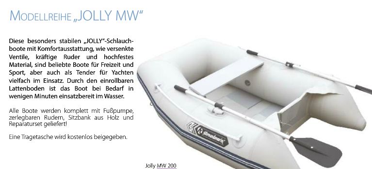 Schlauchboot Jolly MW-200 hellgrau 200cm