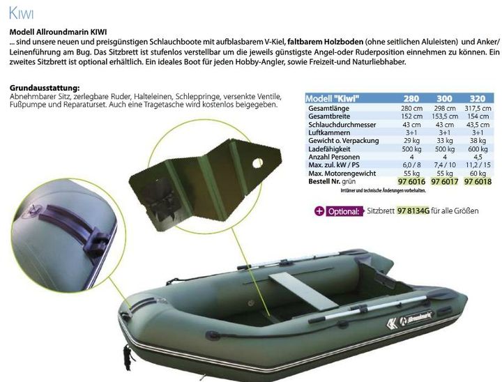 Schlauchboot Kiwi 300 grün