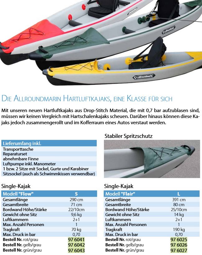 Kajak Single Flair 391cm aufblasb grün/g