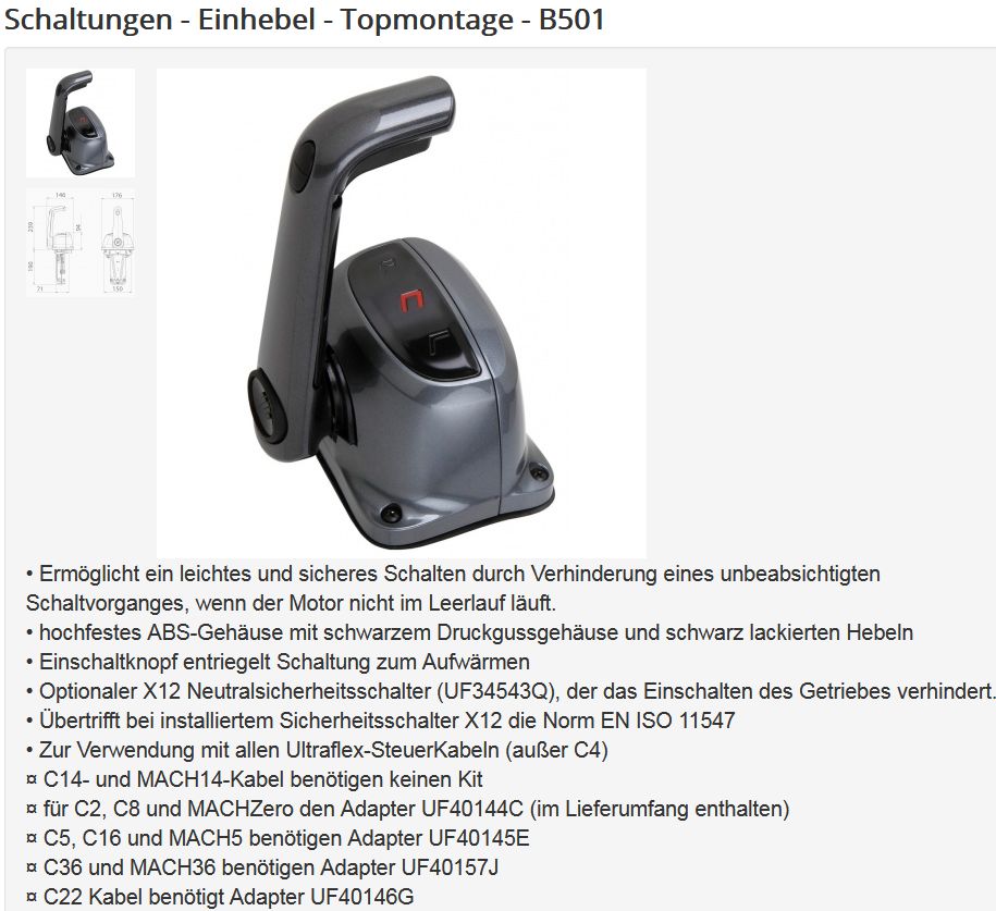 Einhebelschaltung B501B 1Motor schwarz