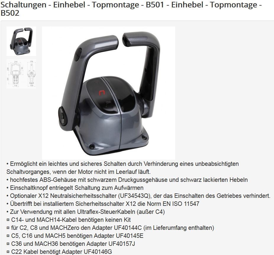 Einhebelschaltung B502B 2Motoren schwarz