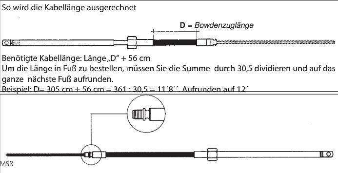 Lenkungskabel M58 10ft 3,05m - zum Schließen ins Bild klicken