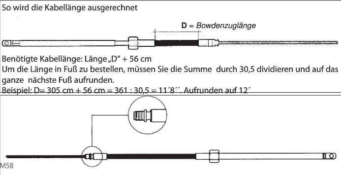 Lenkungskabel M58 10ft 3,05m