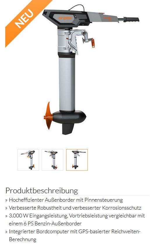 Torqeedo Cruise 3.0 TL mit Pinne