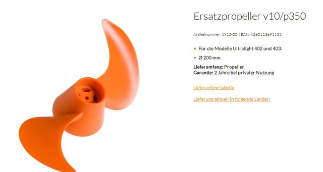 Torqeedo Ersatzpropeller 402/403 v10p350