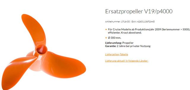 Torqeedo Ersatzpropeller V19/p4000 ab 09