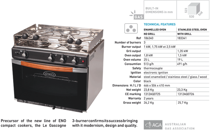 Eno GASCOGNE 3flammig/Grill niro E-Zündu