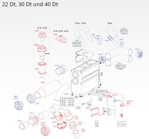 Wallas 2467 Abgas Rumpfdurchführng 28/45