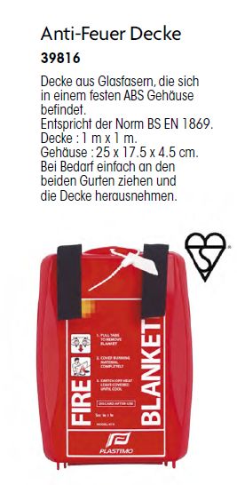 Feuerlösch Decke 1x1m Anti Feuer Decke