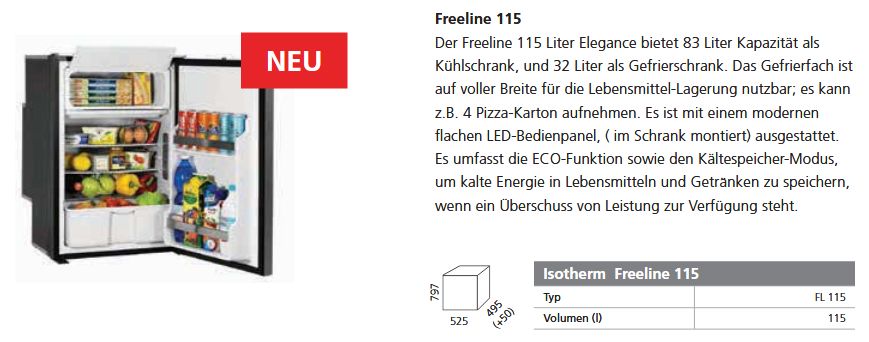 Isotherm F115 Elegance Freeline 12/24V - zum Schließen ins Bild klicken