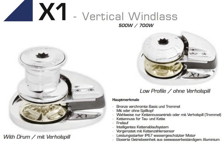 Ankerwinde vertical X1 12V/ 500W