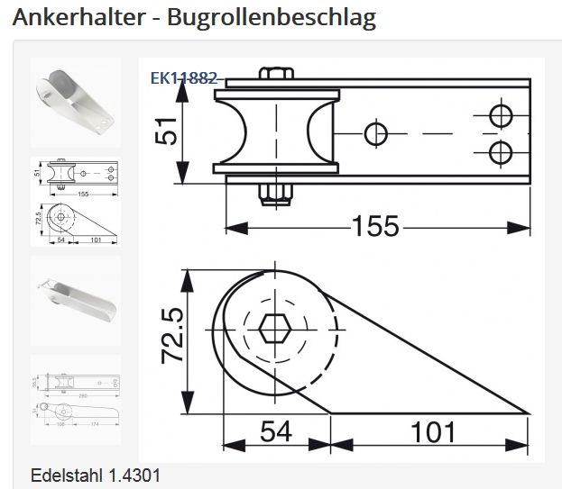 Bugrolle EZ11882 155x51mm niro