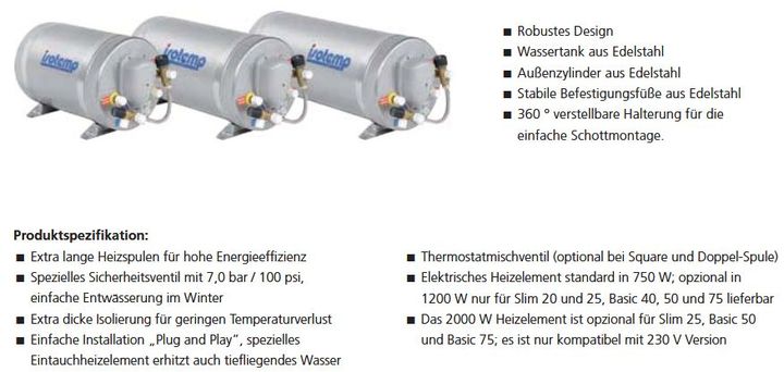 Boiler Isotemp Slim 20Ltr niro 230V/750W