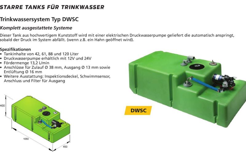 Vetus Wassertank fest 61Liter 12V Pumpe [2220-0161] - € 384.00 - Alles  Yacht - Shop