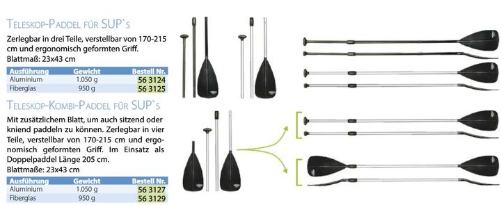 Stand up Paddel 3teilig 170-215cm alu