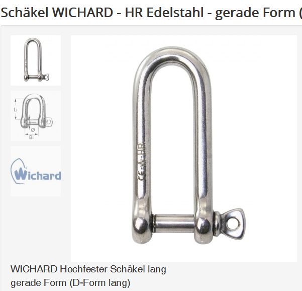 Schäkel 10mm lang niro Wichard HR uvsbB Schäkel 10mm lang niro Wichard HR uvsbB