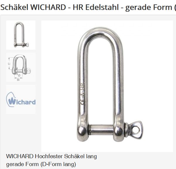 Schäkel 10mm lang niro Wichard HR uvsbB - zum Schließen ins Bild klicken