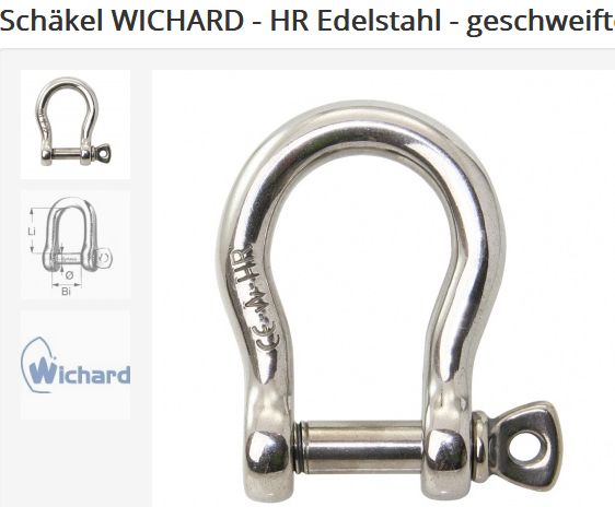 Schäkel Wichard 8mm HR geschweift