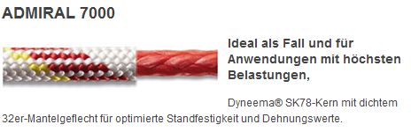 Admiral 7000 Dyneema 6mm weiß/schwarz