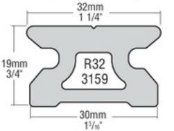 R32.1.5 32mm Schiene niedrig 150cm Pin-S