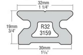 R32.3 32mm Schiene niedrig 300cm Pin-Sto