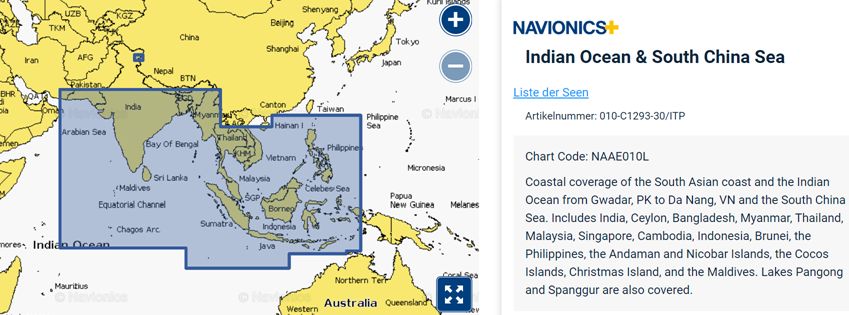 Navionics+ NAAE010L Indian O & S China S