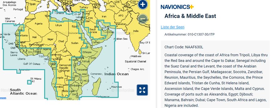 Navionics+ NAAF630L Africa & Middle East