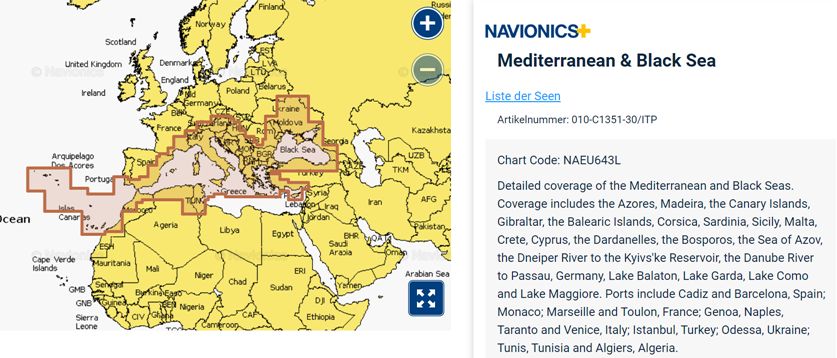 Navionics+ NAEU643L Mittelmeer+BlackSea