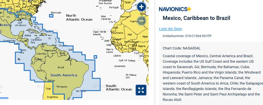Navionics+ NASA004L Mexico/Caribbean/Bra