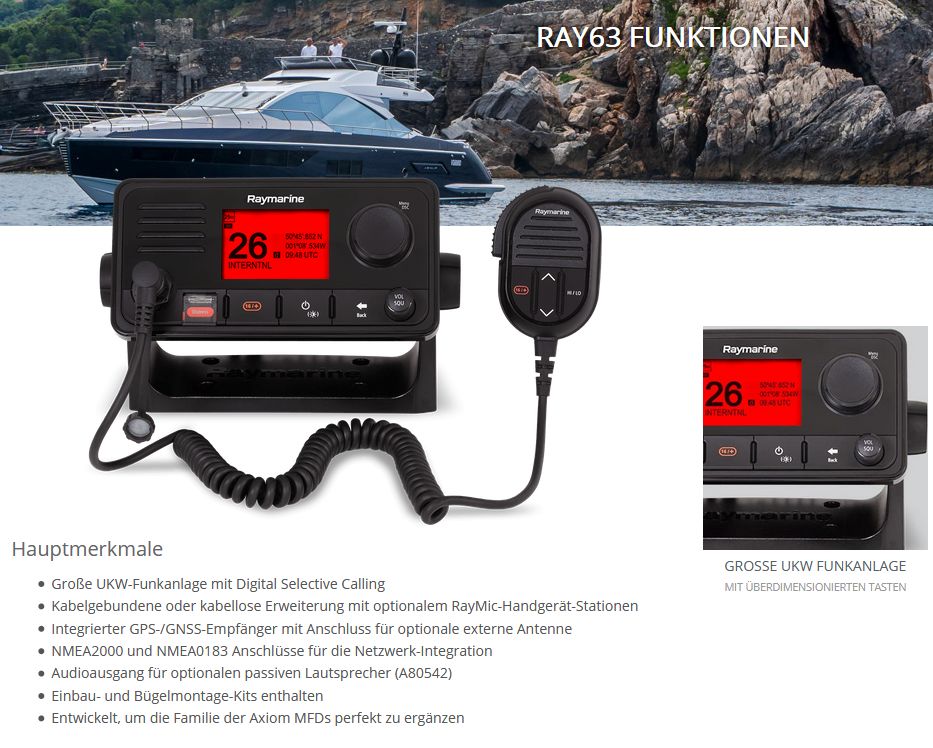 Raymarine Ray63 DSC-Funkgerät GPS+ATIS - zum Schließen ins Bild klicken