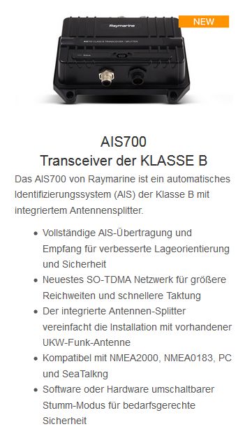 Raymarine AIS 700 Klasse B Transponder