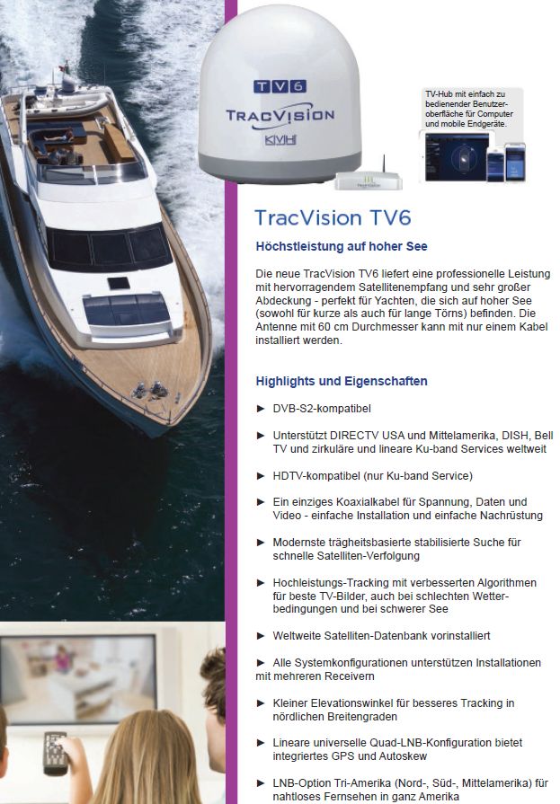 KVH TracVision TV6 w/IP TV Hub QuadLBASK