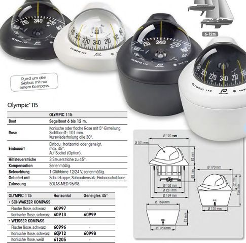 Kompass Olympic 115 weiß 45° Geneigt