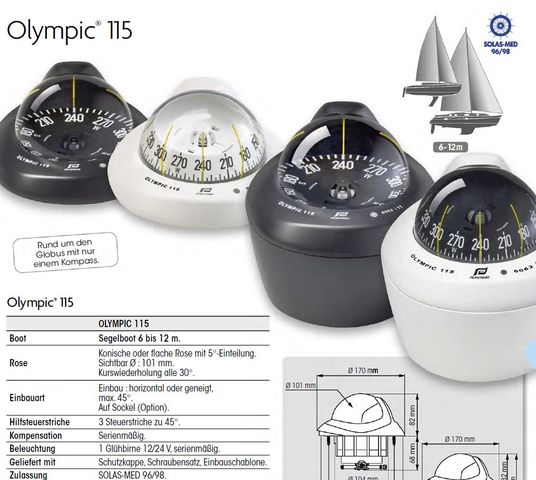 Kompass Olympic 115 schwarz 45° Geneigt