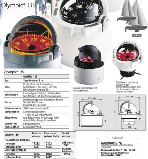 Kompass Olympic 135 weiß Sockel weiß