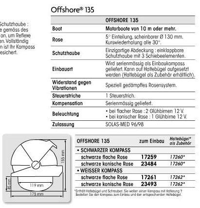 Kompass Offsore 135 weiß Rose schwarz ko