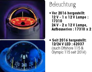 Beleuchtung Kompaß 62037 weiß 12/24V