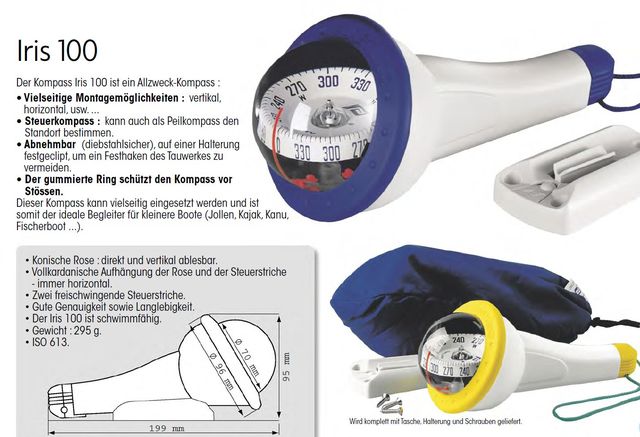 Kompass Iris100 ohne Beleuchtung blau