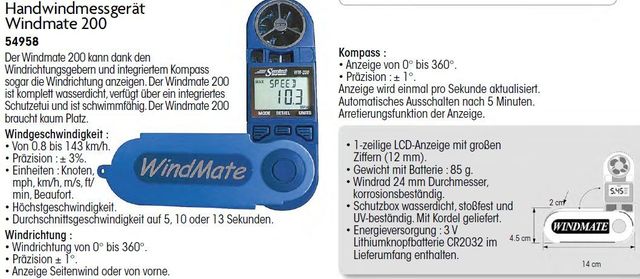 Windmesser Windmate 200 mit Kompass