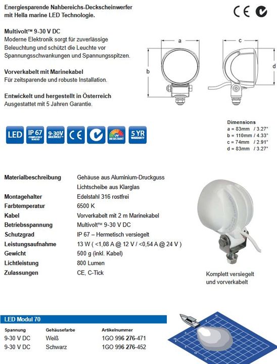 Scheinwerfer LED Modul70 Gen3 9-30V blak