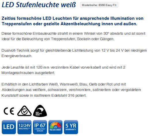 Easy Fit Kst weiß 45x31mm LED weiß