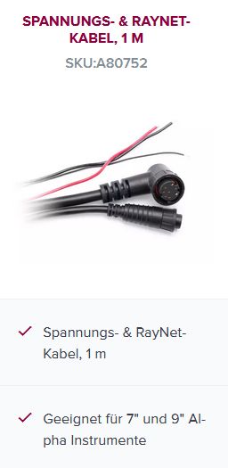 Raymarine Alpha Spannungs-RayNet Kabel1m