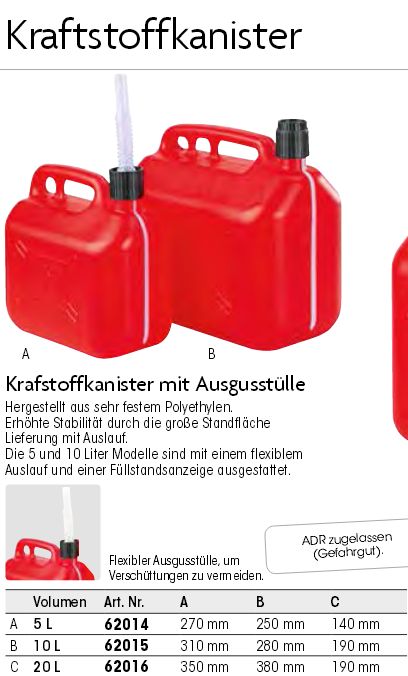 Benzinkanister 10 Liter Kunststoff